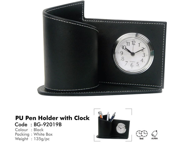PAGE 55_PU Pen Holder with Clock BG-92019B